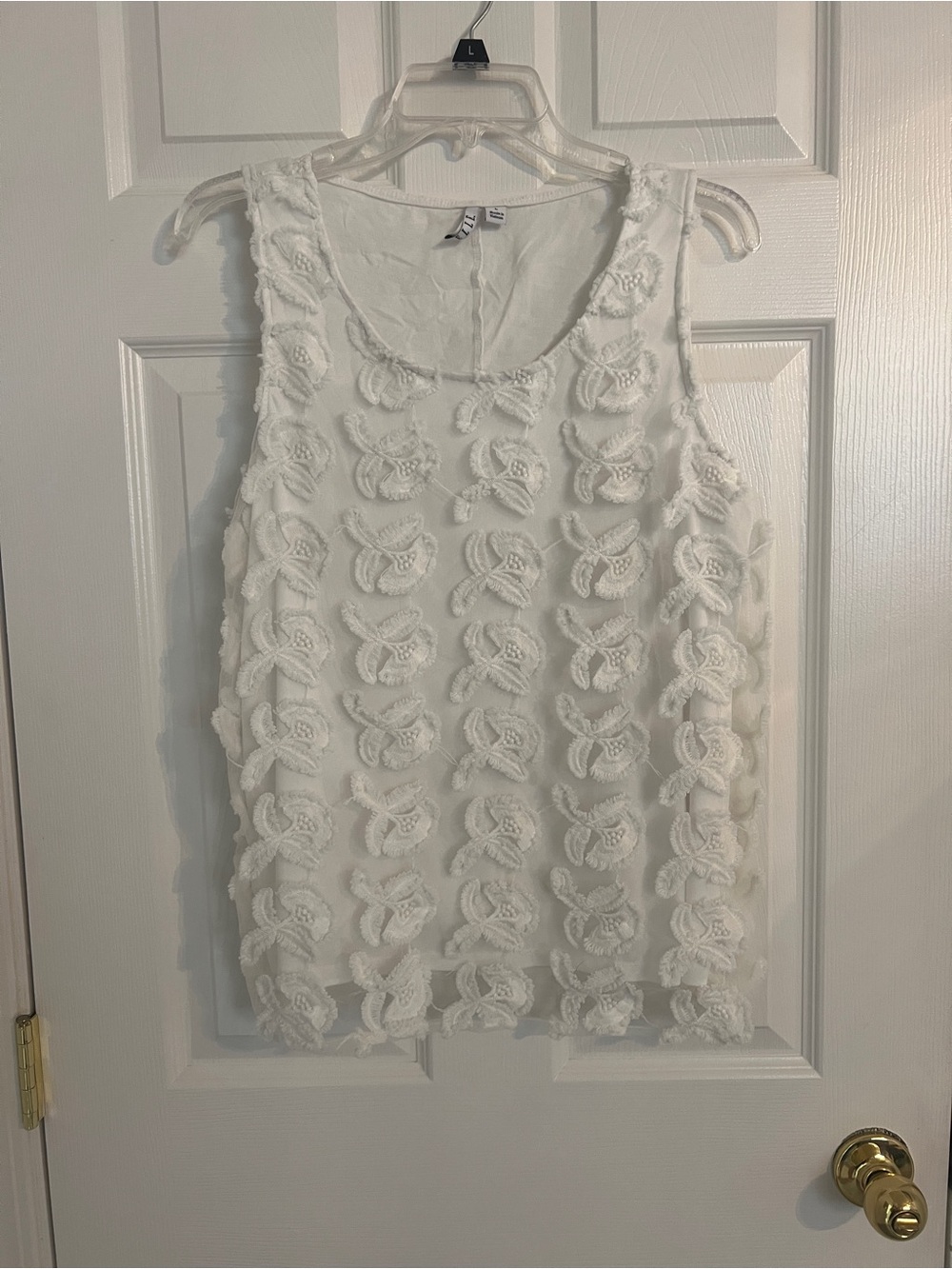 White 3D Floral Applique Mesh Tank Top | Boho Butterfly Crochet Sleeveless